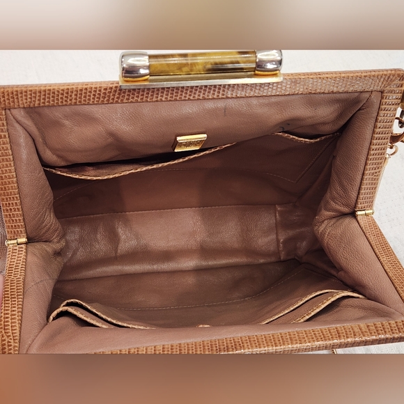 Gucci Lizard Exotic Leather Evening Bag Chain Purse Shoulder Crossbody Carmel - Picture 7 of 12